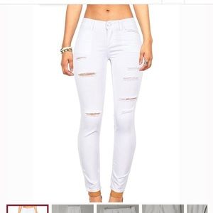 Mid rise white jeans